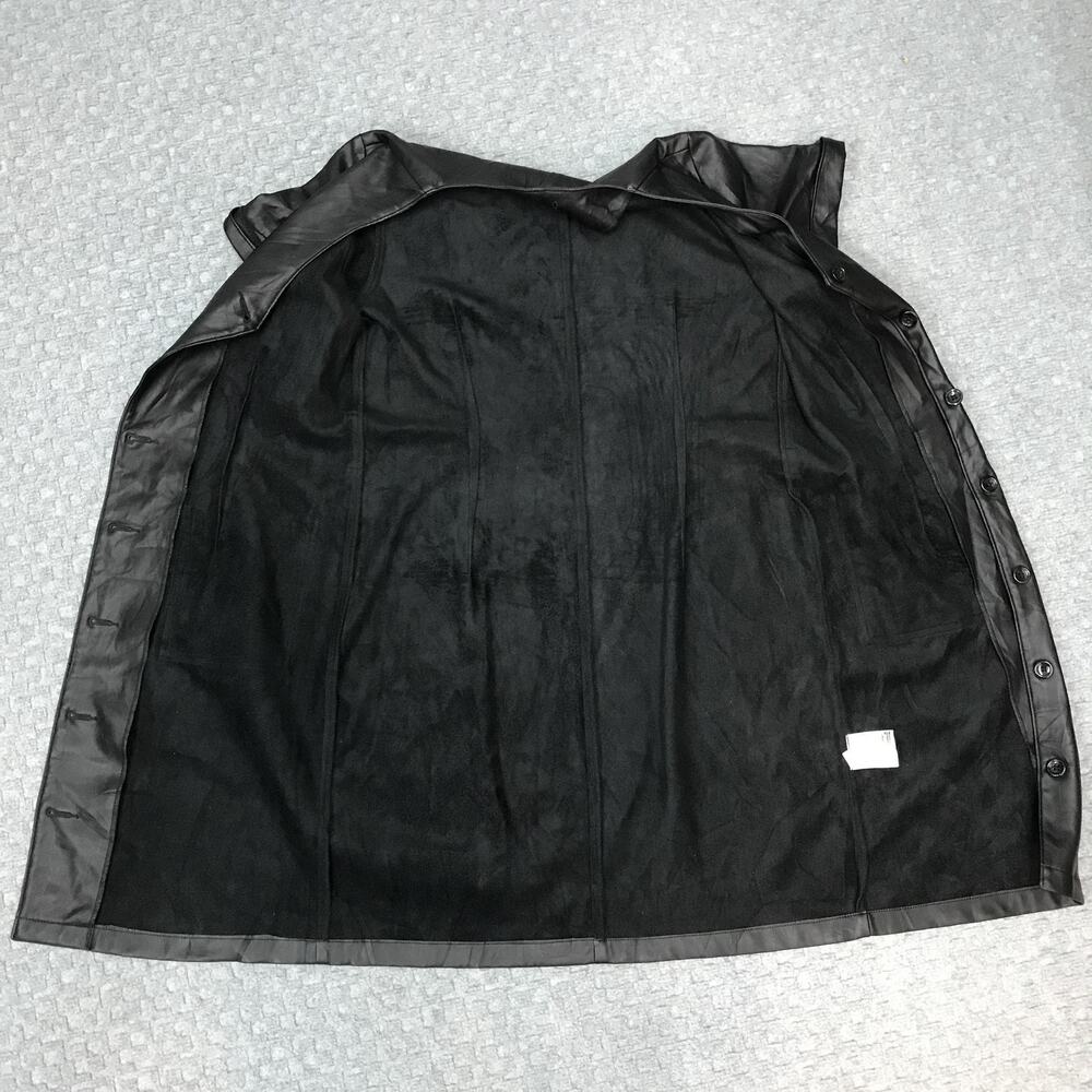 Faux Leather Dress Womens Medium Short Sleeve Button Front Pockets Edgy Modern - Picture 5 of 16